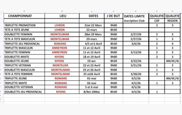 CALENDRIER FEDERAL 2026