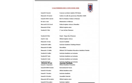 CALENDRIER CONCOURS CLUB